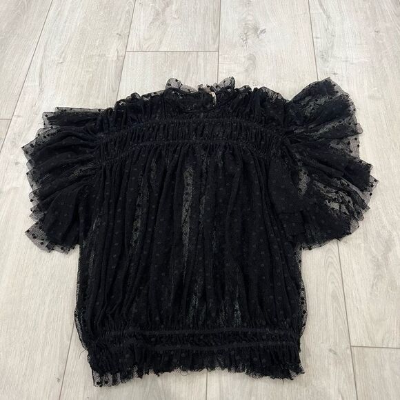 Free People Disco Ball Swiss Dot Lace Top Small - Picture 1 of 5